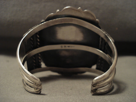Huge Navajo Blue Diamond Turquoise Silver Bracelet