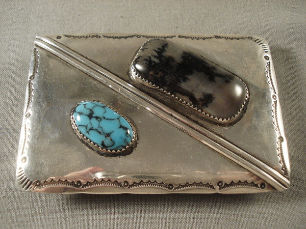 Exceptionally Rare Vintage Navajo blue Warrior Turquoise Silver Bcukle Old