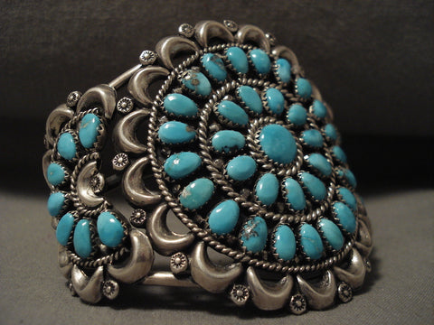Museum Vintage Navajo Turquoise 'Wave' Silver Bracelet Old Cuff