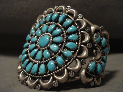 Museum Vintage Navajo Turquoise 'Wave' Silver Bracelet Old Cuff