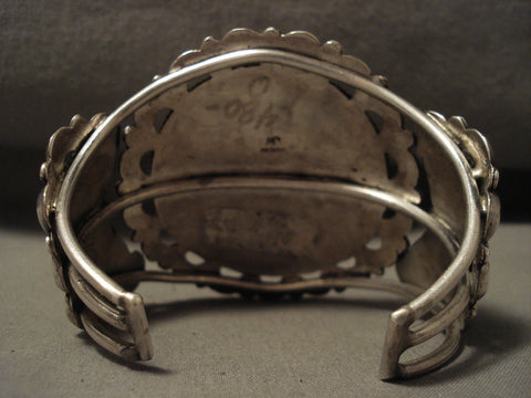 Museum Vintage Navajo Turquoise 'Wave' Silver Bracelet Old Cuff