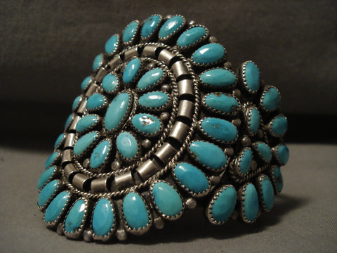 Huge Vintage Navajo 'Fat Turquoise' Silver Bracelet Cuff