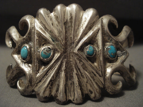 Earlier Vintage Navajo Natural Bisbee Turquoise Silver Bracelet