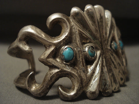 Earlier Vintage Navajo Natural Bisbee Turquoise Silver Bracelet