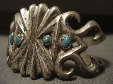 Earlier Vintage Navajo Natural Bisbee Turquoise Silver Bracelet