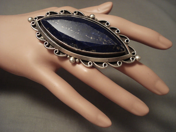 The Largest Vintage Navajo Lapis Silver Ring