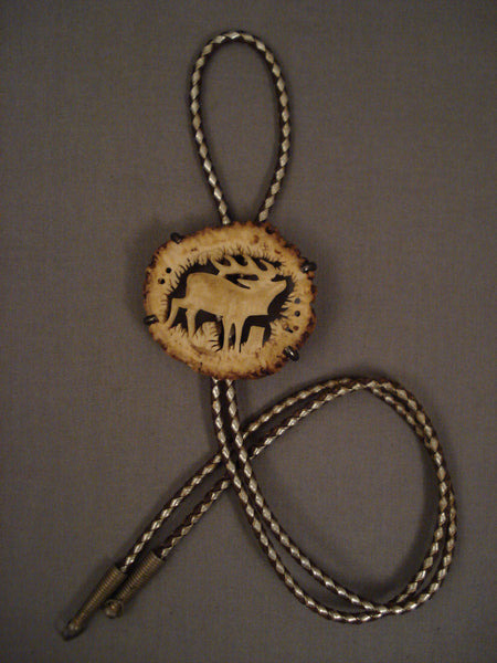 Museum Vintage Navajo yelping Elk Bolo Tie Old Pawn