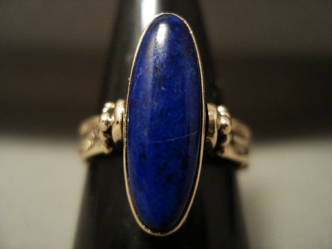 Must Look At This Vintage Navajo Solid 14l Gold 'Rotating Lapis Turquoise' Ring