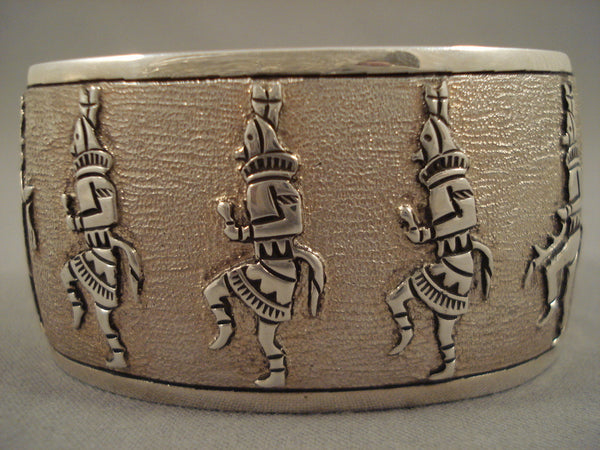 Symbolic Jingle Dancer Vintage Navajo Sterling Silver Bracelet