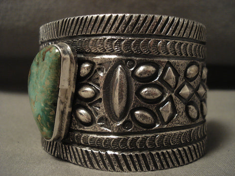 132 Gram Natural Green Turquoise Huge Navajo Silver Bracelet