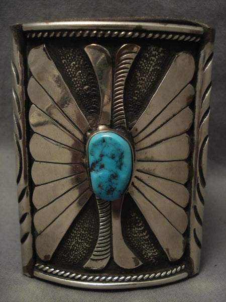 Shocking Vintage Navajo big Boy Silver Turquoise Ketoh Bracelet