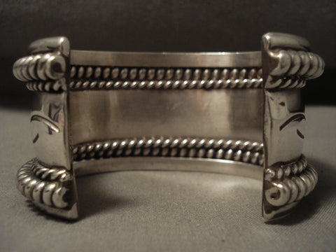 Wide 94 Gram Vintage Navajo Hand Pounded Sterling Silver Bracelet