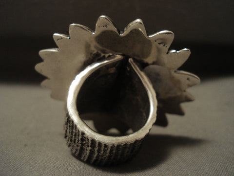 54 Grams Super Heavy Navajo Kqachina Head Tufa Cast Silver Ring