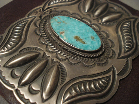 Earlier 1900's Vintage Navajo Natural Turquoise Silver Arrowguard Bracelet