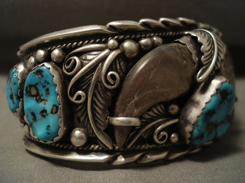 100 Grams Hvy Vintage Navajo Turquoise Silver Bracelet