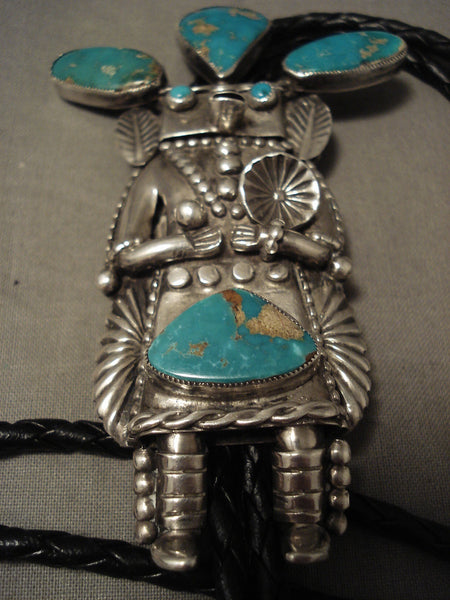 Serious Collector Alert! Vintage Navajo Helen Long Turquoise Silver Bolo Tie