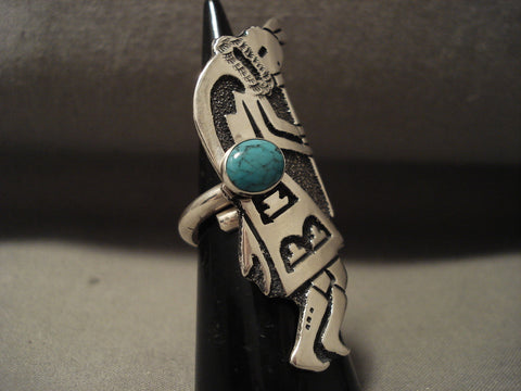 Extremely Rare 'Old Hallmark' Vintage Navajo Thomas Singer Turquoise Silver Ring