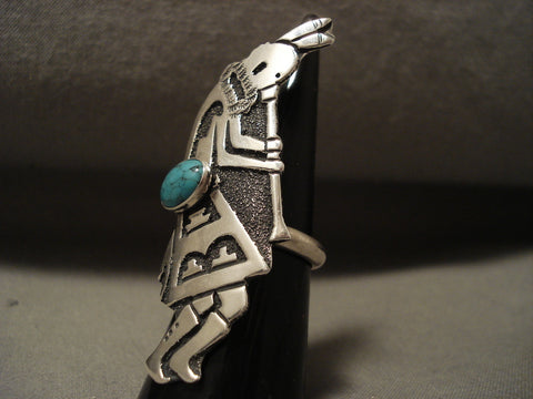 Extremely Rare 'Old Hallmark' Vintage Navajo Thomas Singer Turquoise Silver Ring