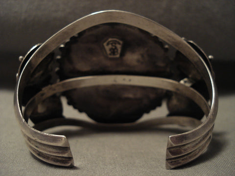 Opulent Vintage Zuni Kachina Dancer Silver Turquoise Bracelet