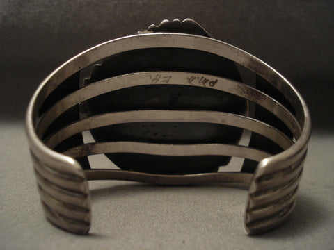 Huge Huge Vintage Navajo Natural Green Turquoise Silver Bracelet Old