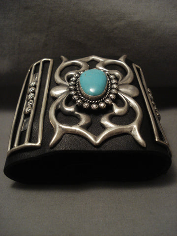 Mighty Flank Vintage Naqvajo Turquoise Silver Ketoh Bracelet Old