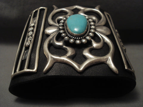Mighty Flank Vintage Naqvajo Turquoise Silver Ketoh Bracelet Old