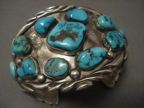 Colossal Vintage Navajo Old Bisbee Turquoise Silver 1950's Bracelet