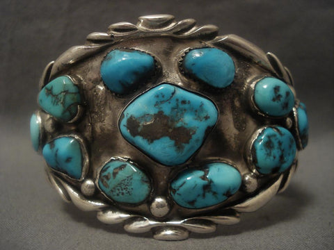 Colossal Vintage Navajo Old Bisbee Turquoise Silver 1950's Bracelet