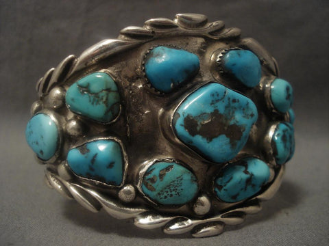 Colossal Vintage Navajo Old Bisbee Turquoise Silver 1950's Bracelet