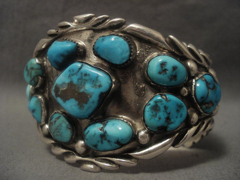 Colossal Vintage Navajo Old Bisbee Turquoise Silver 1950's Bracelet