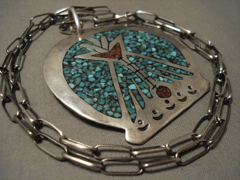 Huge 1960's Vintage Navajo Singer Family Style Silver Turquoise Necklace