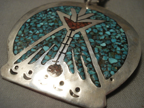 Huge 1960's Vintage Navajo Singer Family Style Silver Turquoise Necklace