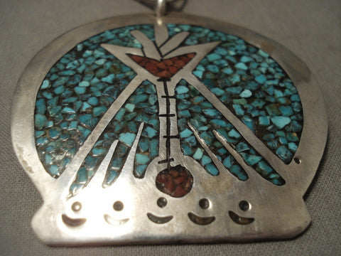 Huge 1960's Vintage Navajo Singer Family Style Silver Turquoise Necklace