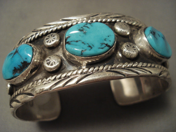 Important Vintage Hopi/ Navajo Victor Coochwytewa Turquoise Silver Bracelet