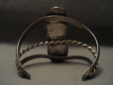 High Grade Old Deposit Royston Turquoise Vintage Navajo Silver Bracelet