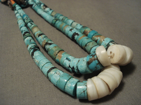 Opulent Early 1900's Santo Domingo/ Navajo Turquoise Necklace W/ Jacla