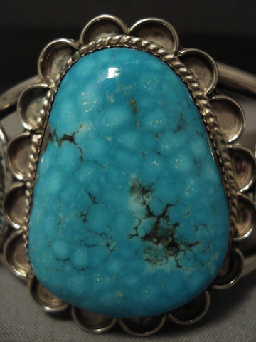 Museum Vintage Navajo Blue Carico Lake Turquoise Silver Bracelet