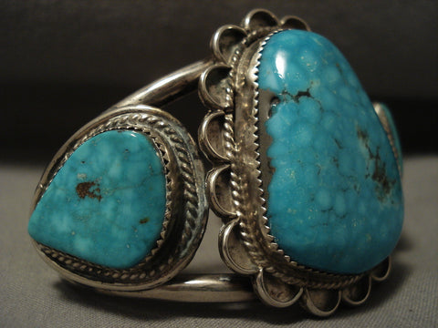 Museum Vintage Navajo Blue Carico Lake Turquoise Silver Bracelet