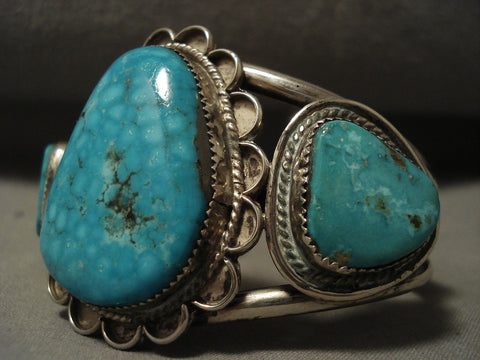 Museum Vintage Navajo Blue Carico Lake Turquoise Silver Bracelet