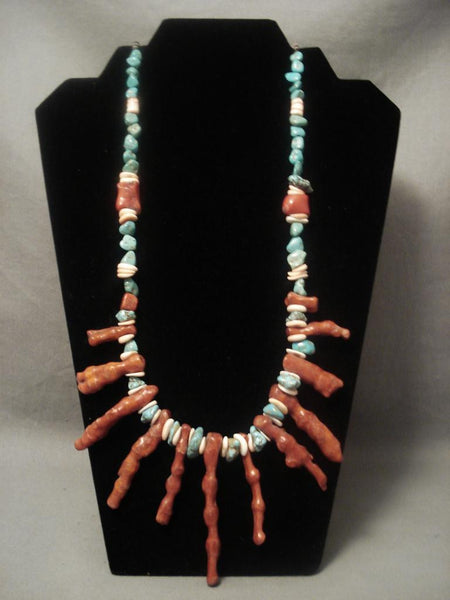 Rare Vintage Navajo graduating Coral Necklace Old