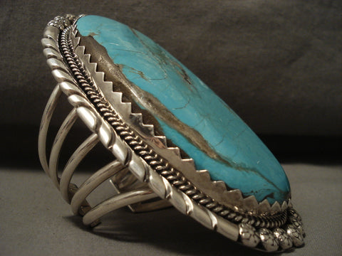 228 Grams 4 Inches Long Vintage Navajo Turquoise Silver Bracelet