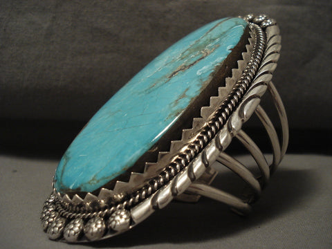 228 Grams 4 Inches Long Vintage Navajo Turquoise Silver Bracelet