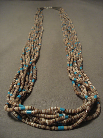 Early Vintage Navajo Turquoise Heishi Necklace Old