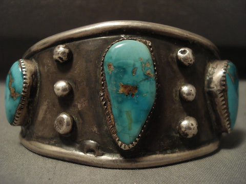 Museum Vintage Navajo Natural Royston Turquoise Silver Bracleet