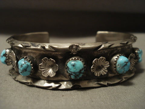 Incredible Rare Turquoise Last Chance Mine Vintage Navajo Silver Bracelet