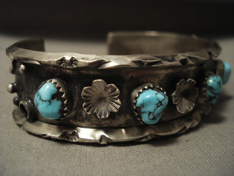 Incredible Rare Turquoise Last Chance Mine Vintage Navajo Silver Bracelet