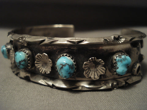 Incredible Rare Turquoise Last Chance Mine Vintage Navajo Silver Bracelet
