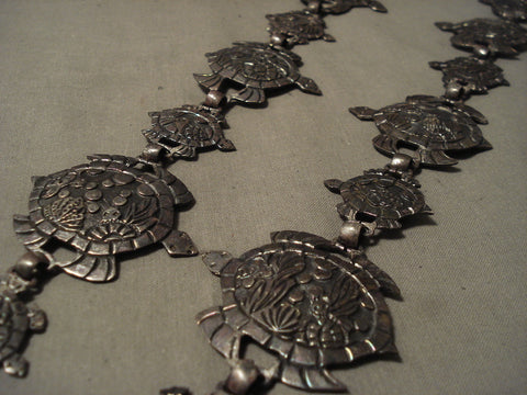 Absolutely Incredible Navajo Turtle Collection Longest Cone Silver Necklace