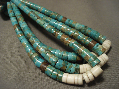 Early And Absolutely Incredible Vintage Santo Domingo Green Turquoise Necklace