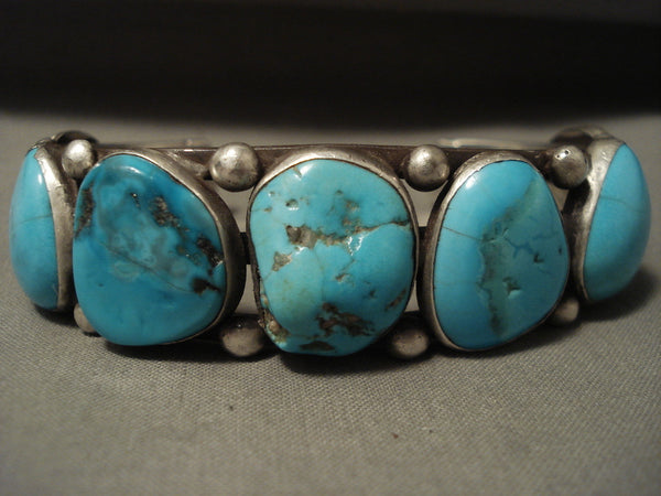 Museum Vintage Navajo Persin Turquoise Silver Bracelet Old